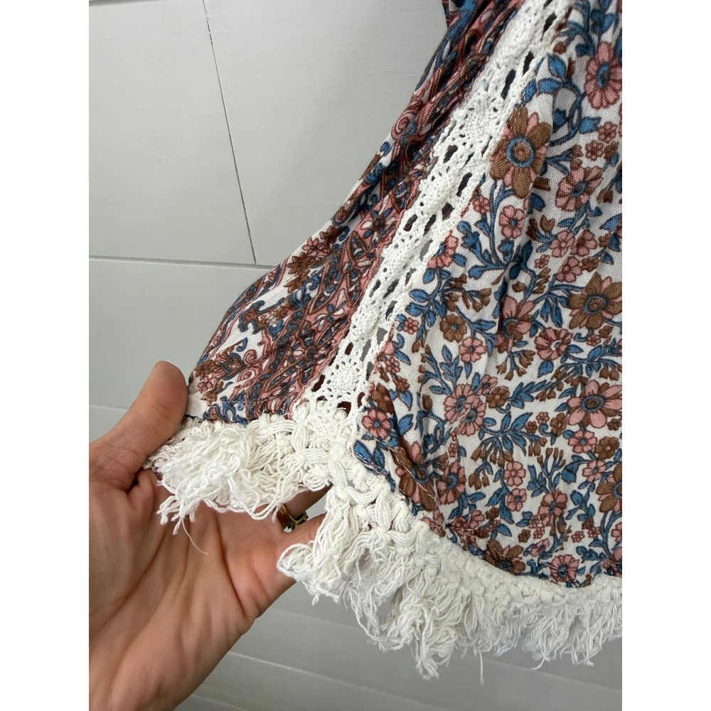 Raga Tunic Dress Women Small Floral Crochet Lace Tassel Boho Mini - Picture 5 of 11